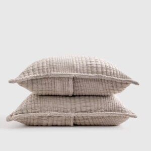 Quince Organic Cotton Channel Matelassé 2 King Shams Taupe 5 ⭐'s OEKO-TEX (Q1-2)